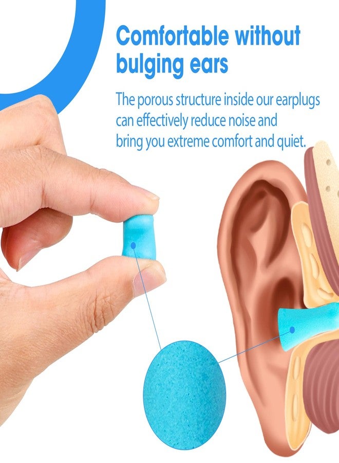 AZEN 100 Pairs Ear Plugs Bulk, NRR 32dB Soft Foam Ear Plugs for Sleeping Noise Cancelling, Earplugs for Concerts Shooting Swimming Noise Reduction (Lake Blue) - Image 3